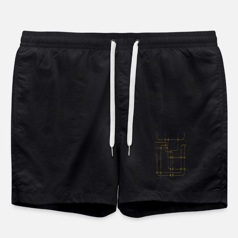 Schaltkreislinien Muster - Badeshorts - Schwarz