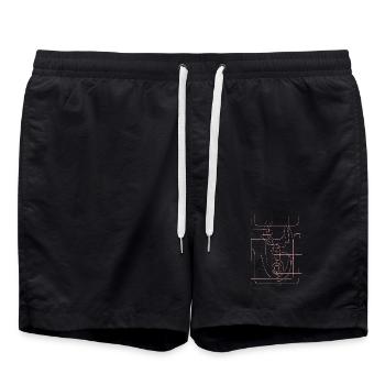 Rosa Linienfigur Abstrakte Kontur - Badeshorts - Schwarz - Vorne - AI Model Male 185 light (185cm)