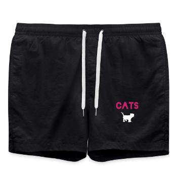 Idée cadeau pour l’amoureux des chats - Short de bain - noir - Devant - AI Model Male 185 light (185cm)