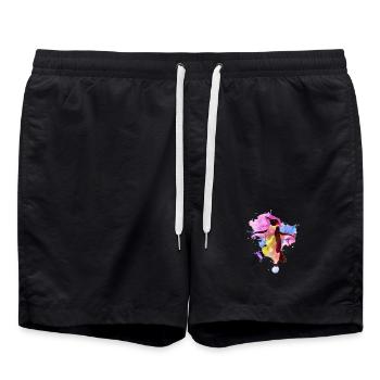 Kosmischer Pinguin Aquarell - Badeshorts - Schwarz - Vorne - AI Model Male 185 light (185cm)