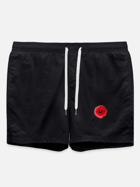Artful Poppy on Canvas - Swim Trunks - black