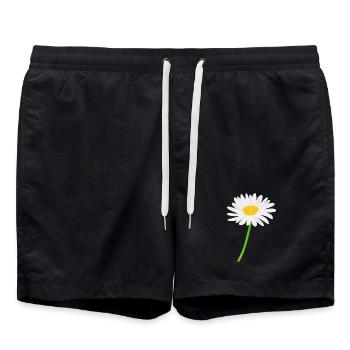 Flower daisy with stem - Swim Trunks - black - Front - AI Model Male 185 light (185cm)