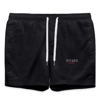 Nürnberg Koordinaten Emblem - Badeshorts - Schwarz - Vorne - AI Model Male 185 light (185cm)