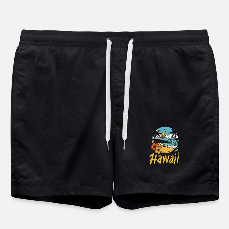 Hawaii Surfing Summer - Swim Trunks - black