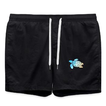 Sea Turtle Watercolor Blue - Short de bain - noir - Devant - AI Model Male 185 light (185cm)
