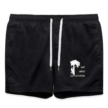 Kletternder Landschaftsgärtner - Badeshorts - Schwarz - Vorne - AI Model Male 185 light (185cm)