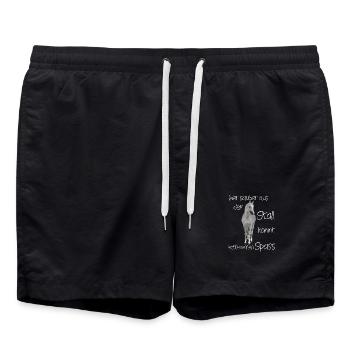 Pferd Spruch Stall Spaß - Badeshorts - Schwarz - Vorne - AI Model Male 185 light (185cm)