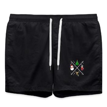Weihnachts X - Badeshorts - Schwarz - Vorne - AI Model Male 185 light (185cm)