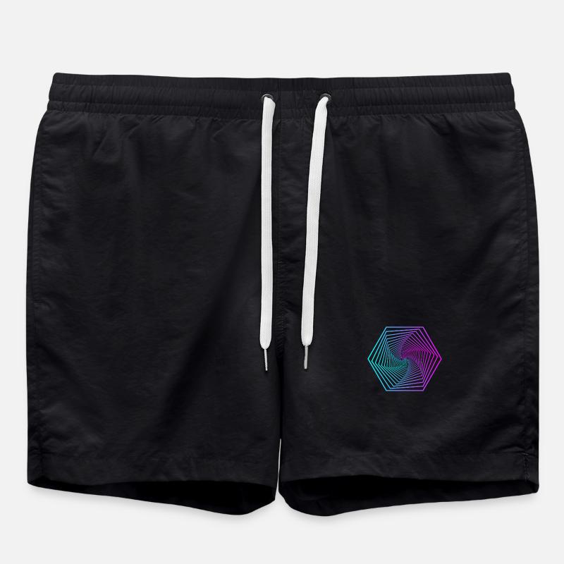 Neon-Polygonspirale Gradient - Badeshorts - Schwarz