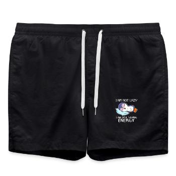 Lustiger Pinguin Spruch Faul lustig Geschenkidee - Badeshorts - Schwarz - Vorne - AI Model Male 185 light (185cm)