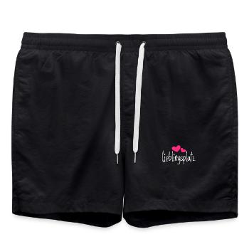 Lieblingsplatz Kissen mit Herz Geschenk - Badeshorts - Schwarz - Vorne - AI Model Male 185 light (185cm)