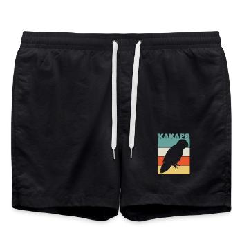 Kakapo Retro - Badeshorts - Schwarz - Vorne - AI Model Male 185 light (185cm)