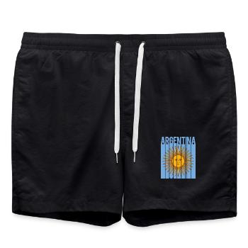 Flagge von Argentinien T-Shirt Design sol de mayo - Badeshorts - Schwarz - Vorne - AI Model Male 185 light (185cm)