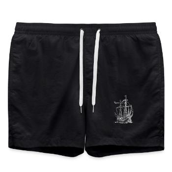 Croquis de navire à voile vintage - Short de bain - noir - Devant - AI Model Male 185 light (185cm)