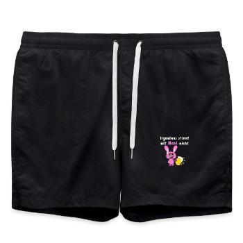 Something Is Wrong With Hasi Pink Drunken Rabbit - Swim Trunks - black - Front - AI Model Male 185 light (185cm)