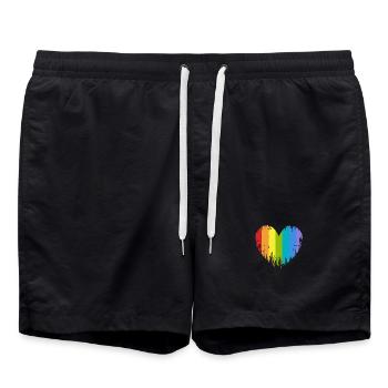 Coeur LGBT - Short de bain - noir - Devant - AI Model Male 185 light (185cm)