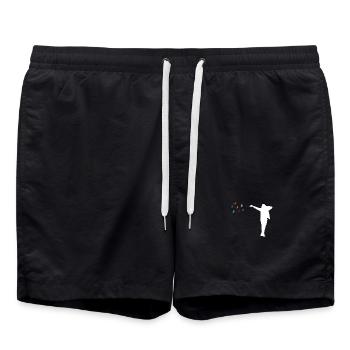 Musique pop, danse, papillons dans le ventre, fête dansante colorée - Short de bain - noir - Devant - AI Model Male 185 light (185cm)