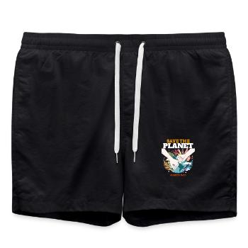 Sauver la Terre – Journée de la Terre - Short de bain - noir - Devant - AI Model Male 185 light (185cm)