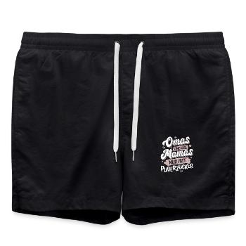 Omas Sind Wie Mamas Nur Mit Puderzucker - Badeshorts - Schwarz - Vorne - AI Model Male 185 light (185cm)