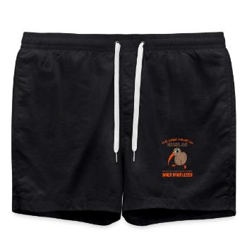 Kiwi Neuseeland - Badeshorts - Schwarz - Vorne - AI Model Male 185 light (185cm)