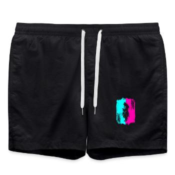 Samurai In A Turquoise And Pink Frame - Swim Trunks - black - Front - AI Model Male 185 light (185cm)