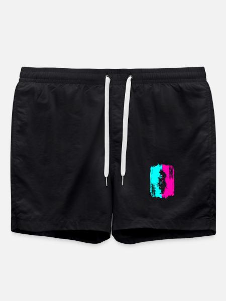 Samurai Krieger Japan Türkis Pink Kunst Manga - Badeshorts - Schwarz