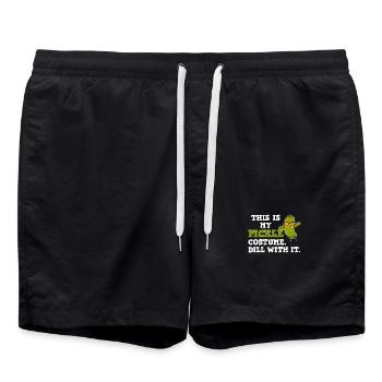 Gurken Gurke Kostüm - Badeshorts - Schwarz - Vorne - AI Model Male 185 light (185cm)