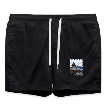 Panorama du pont de la chapelle de Lucerne - Short de bain - noir - Devant - AI Model Male 185 light (185cm)