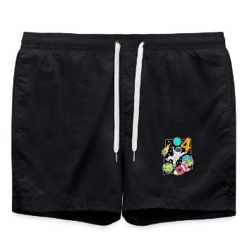 4. Geburtstag Astronaut Jungen Kindergeburtstag - Badeshorts - Schwarz - Vorne - AI Model Male 185 light (185cm)