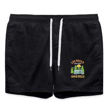 Wohnmobil Camping Camper - Badeshorts - Schwarz - Vorne - AI Model Male 185 light (185cm)