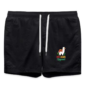 3. Klasse Lama Faultier Schulanfang - Badeshorts - Schwarz - Vorne - AI Model Male 185 light (185cm)
