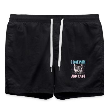 Math Kitty Katze Ich liebe Mathe und Katzen Mathe Lehrer - Badeshorts - Schwarz - Vorne - AI Model Male 185 light (185cm)