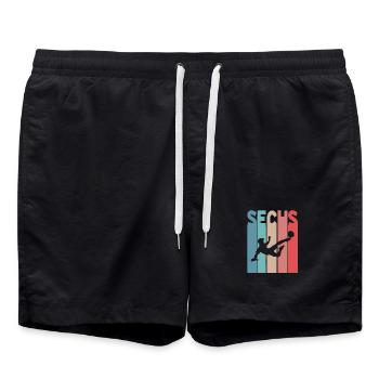 Fußball 6 Jahre Kindergeburtstag - Badeshorts - Schwarz - Vorne - AI Model Male 185 light (185cm)