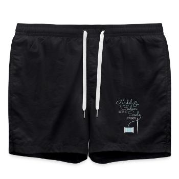 Nadel & Faden halten die Seele zusammen - blau - Badeshorts - Schwarz - Vorne - AI Model Male 185 light (185cm)