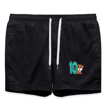 10 Jahre alt - 10. Geburtstag - Kindergeburtstag - Badeshorts - Schwarz - Vorne - AI Model Male 185 light (185cm)