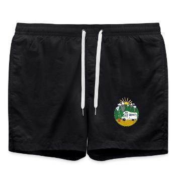 Camping Is My Life - Womo - Wohnmobil - Badeshorts - Schwarz - Vorne - AI Model Male 185 light (185cm)