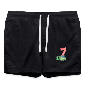 7 ans - 7ème anniversaire - motif tortue - Short de bain - noir - Devant - AI Model Male 185 light (185cm)