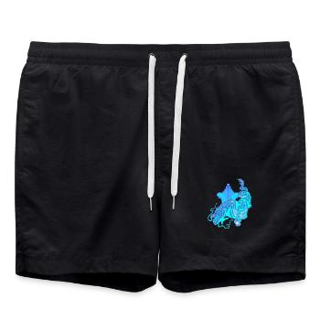Hellblauer chinesischer Drache - Badeshorts - Schwarz - Vorne - AI Model Male 185 light (185cm)