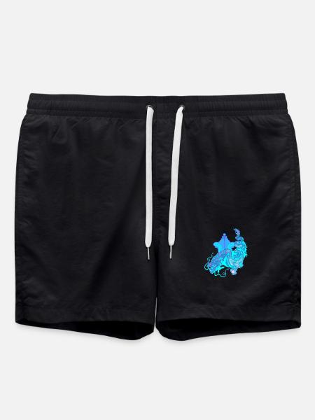 Bright Blue Chinese Dragon - Swim Trunks - black