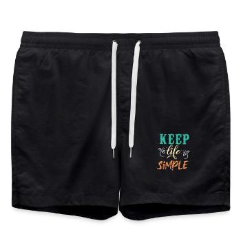 Halten Sie das Leben einfach Motivationsdesign - Badeshorts - Schwarz - Vorne - AI Model Male 185 light (185cm)