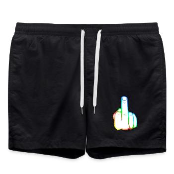 Main Fuck Doigts ! Majeur! Icône colorée graphique - Short de bain - noir - Devant - AI Model Male 185 light (185cm)