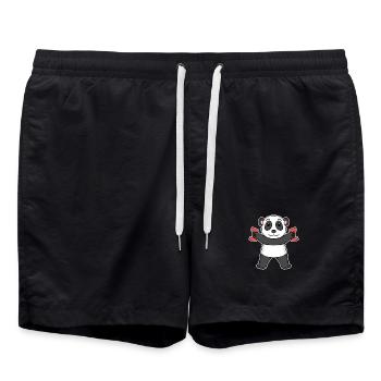 Panda Hantel Hanteln Fitness Gym - Badeshorts - Schwarz - Vorne - AI Model Male 185 light (185cm)
