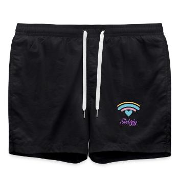 70. Geburtstag Regenbogen - Badeshorts - Schwarz - Vorne - AI Model Male 185 light (185cm)