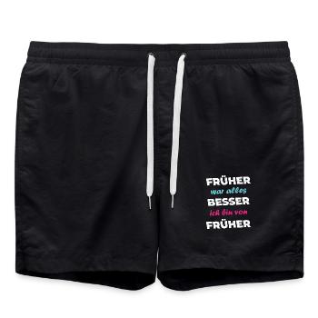 Spruch Früher war alles besser ich bin von früher - Badeshorts - Schwarz - Vorne - AI Model Male 185 light (185cm)