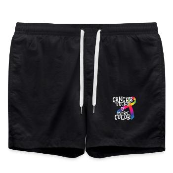 Sensibilisation au cancer Le cancer aspire toutes les couleurs - Short de bain - noir - Devant - AI Model Male 185 light (185cm)