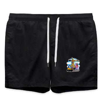 Grue excavatrice 4ème anniversaire - chemise garçon de 4 ans - Short de bain - noir - Devant - AI Model Male 185 light (185cm)