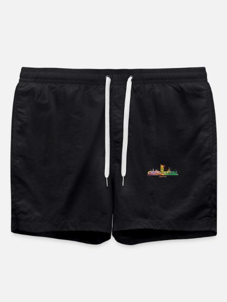 Leipzig Skyline Bunt Leipziger Uniriese - Badeshorts - Schwarz