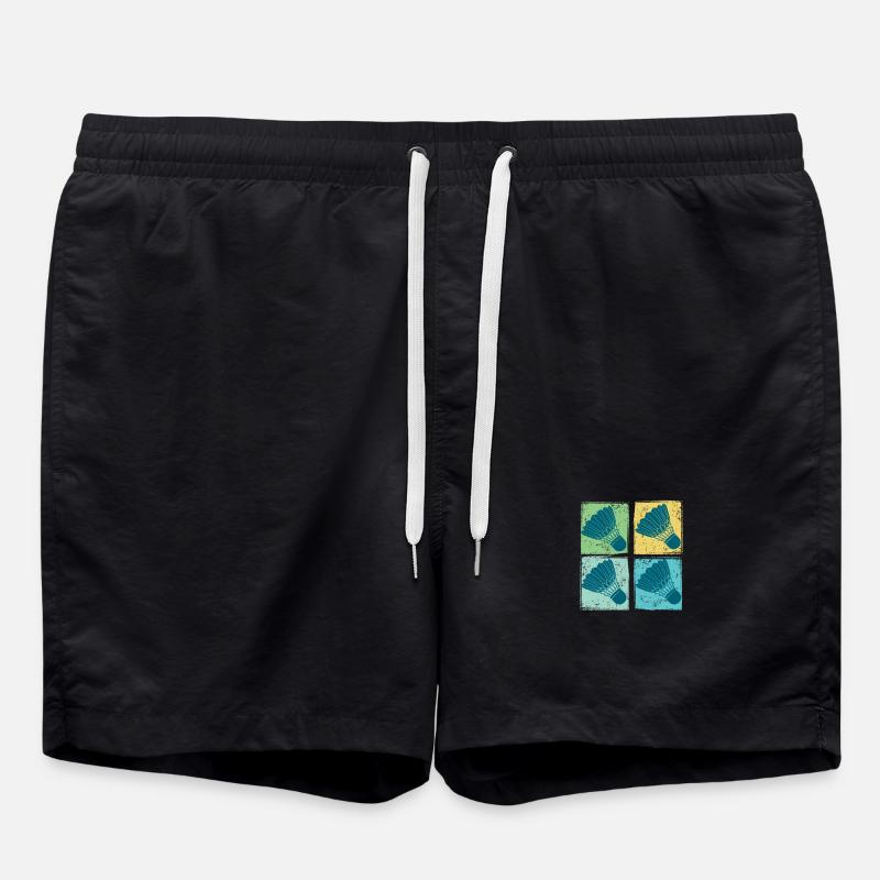 Badminton Shuttlecocks Pop Art - Swim Trunks - black