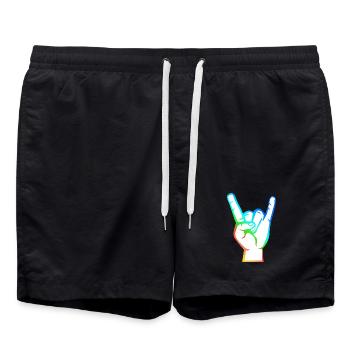 Main avec le symbole Rock-Metal-Satan coloré - Short de bain - noir - Devant - AI Model Male 185 light (185cm)