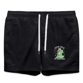 Dieses Mädchen Liebt Dinosaurier - Badeshorts - Schwarz - Vorne - AI Model Male 185 light (185cm)